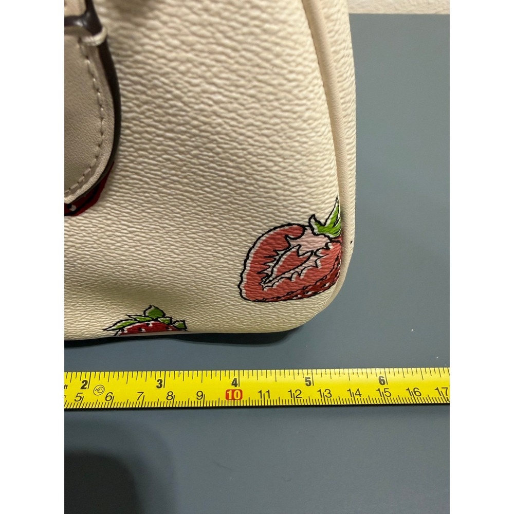 Coach Rowan Satchel Chalk Multi Strawberry Print Leather Crossbody Bag NEW - Picture 12 of 16